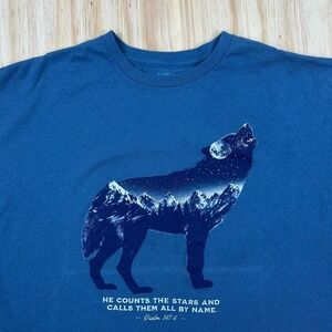 Kerusso‎ He Counts The Stars Psalm 147:4 Wolf Jesus T Blue Short Sleeve 2X